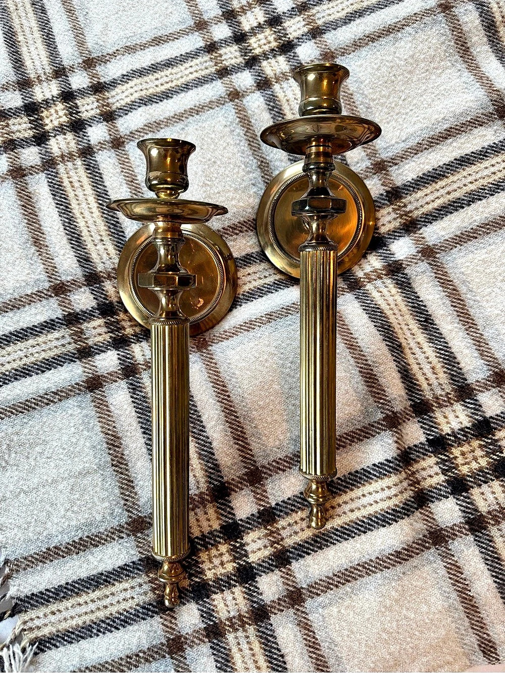 Vintage Gatco Brass Candlestick Holder Pair